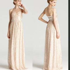 Prom dress, evening gown. Gold and pink/blush